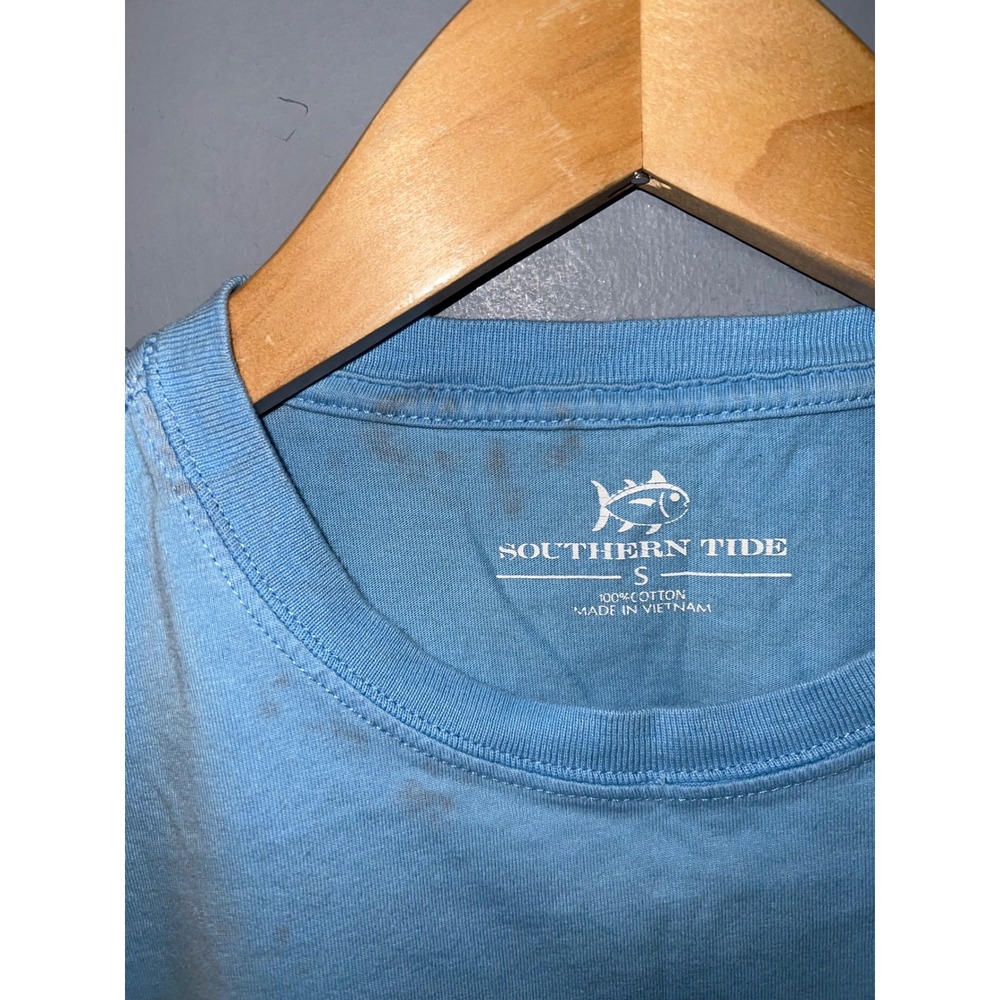 Southern Tide Mens Small Blue Yeabuoy License Plate Graphic Pocket T-Shirt - Picture 6 of 7